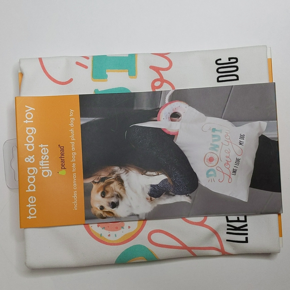 Pearhead Canvas Tote Bag Donut Love You Like I Love My Dog